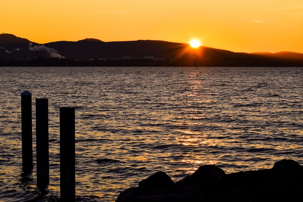 Golden sunset on the water